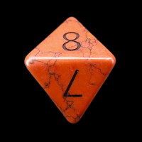 TDSO Turquoise Red Synthetic with Engraved Numbers 16mm Precious Gem D8 Dice