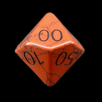 TDSO Turquoise Red Synthetic with Engraved Numbers 16mm Precious Gem Percentile Dice