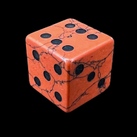 TDSO Turquoise Red Synthetic with Engraved Spots 16mm Precious Gem D6 Dice