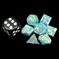 TDSO Gemstone Turquoise Synthetic Blue & White MINI 7 Dice Polyset