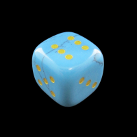 TDSO Gemstone Turquoise Synthetic 15mm Rounded D6 Spot Dice