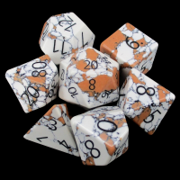 TDSO Turquoise White Synthetic Stone with Engraved Numbers 16mm 7 Dice Polyset