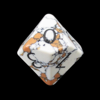 TDSO Turquoise White Synthetic Stone with Engraved Numbers 16mm D10 Dice
