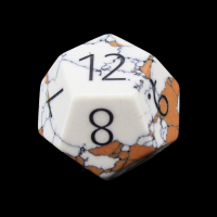 TDSO Turquoise White Synthetic Stone with Engraved Numbers 16mm D12 Dice