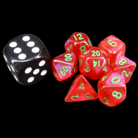 TDSO Translucent Glitter Red & Green MINI 10mm 7 Dice Polyset