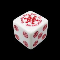 TDSO World Dice Day 2020-2022 (COVID years) D6 Spot Dice - Opaque White With Red