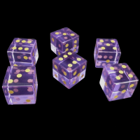 TDSO Zircon Glass Amethyst with Engraved Numbers 16mm Precious Gem  6 x D6 Dice Set