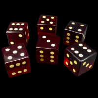TDSO Zircon Glass Garnet & Gold 6 x D6 Spot Dice Set