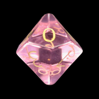 TDSO Zircon Glass Pink Tourmaline with Engraved Numbers 16mm Precious Gem D10 Dice