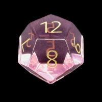 TDSO Zircon Glass Pink Tourmaline with Engraved Numbers 16mm Precious Gem D12 Dice