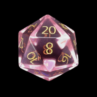 TDSO Zircon Glass Pink Tourmaline with Engraved Numbers 16mm Precious Gem D20 Dice
