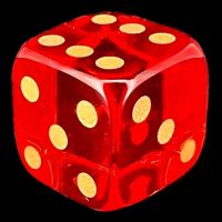 SPECIAL OFFER TDSO Zircon Glass Red & Gold Rounded D6 Spot Dice