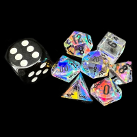 TDSO Zircon Glass Rainbow & Black MINI 7 Dice Polyset