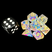 TDSO Zircon Glass Rainbow & Gold MINI 7 Dice Polyset