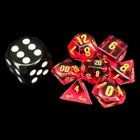 TDSO Zircon Glass Ruby & Gold MINI 7 Dice Polyset