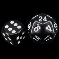 The Dice Lab Opaque Black & White Deltoidal D24 Dice