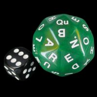 The Dice Lab Opaque Green & White 36mm dLX Alphabet D60 Dice