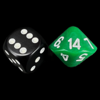 The Dice Lab Opaque Green with White D14 Dice