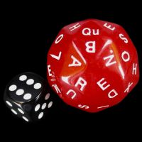 The Dice Lab Opaque Red & White 36mm dLX Alphabet D60 Dice