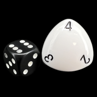 The Dice Lab Opaque White with Black Orbiform Large D4 Dice