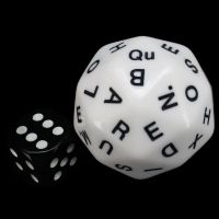 The Dice Lab Opaque White & Black 36mm dLX Alphabet D60 Dice
