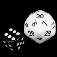 The Dice Lab Opaque White JUMBO 27mm Numerically Balanced D30 Dice