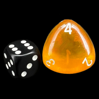 The Dice Lab Translucent Amber with White Orbiform Large D4 Dice