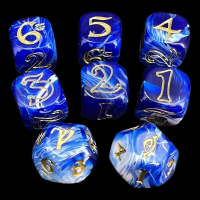 The One Ring Marble Blue & Gold Dice Set OOP