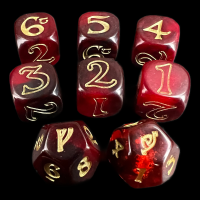 The One Ring Translucent Red Black & Gold Dice Set OOP