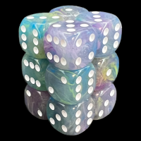 UK Made Dice Floral Enigma with White 12 x D6 Dice Set