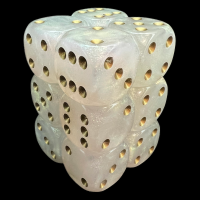 UK Made Dice Iridescent Ice with Gold 12 x D6 Dice Set