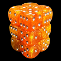 UK Made Dice Lustrous Gold with Silver 12 x D6 Dice Set