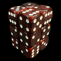UK Made Dice Lustrous Pearl Blood with White 12 x D6 Dice Set