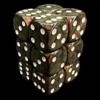 UK Made Dice Lustrous Pearl Camouflage with White 12 x D6 Dice Set