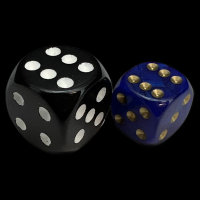 UK Made Dice Lustrous Pearl Dark Blue with Gold 12mm D6 Spot Dice