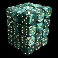 UK Made Dice Lustrous Pearl Jade with Gold 36 x D6 Dice Set