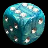 UK Made Dice Lustrous Pearl Jade with Silver D6 Spot Dice