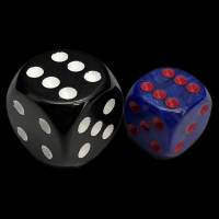 UK Made Dice Lustrous Pearl Midnight with Red 12mm D6 Spot Dice