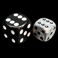 UK Made Dice Lustrous Pearl Mythril with Black 12mm D6 Spot Dice