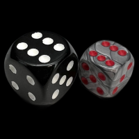 UK Made Dice Lustrous Pearl Mithril with Red 12mm D6 Spot Dice