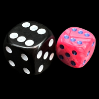 UK Made Dice Lustrous Pearl Pink with Blue 12mm D6 Spot Dice