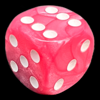 UK Made Dice Lustrous Pearl Pink with White D6 Spot Dice
