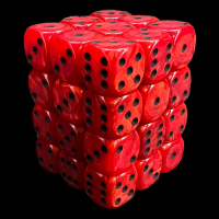UK Made Dice Lustrous Pearl Red with Black 'Ladybird' 36 x D6 Dice Set