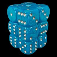 UK Made Dice Lustrous Pearl Teal with Silver 12 x D6 Dice Set