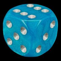 UK Made Dice Lustrous Pearl Teal with Silver D6 Spot Dice