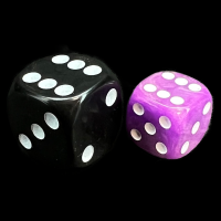 UK Made Dice Lustrous Pearl Violet with White 12mm D6 Spot Dice