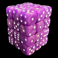 UK Made Dice Lustrous Pearl Violet with White 36 x D6 Dice Set