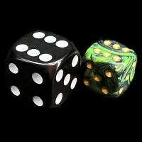 UK Made Dice Marble Green & Black with Gold 12mm D6 Spot Dice