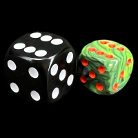 UK Made Dice Marble Green & Black with Red 12mm D6 Spot Dice