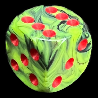 UK Made Dice Marble Green & Black With Red D6 Spot Dice